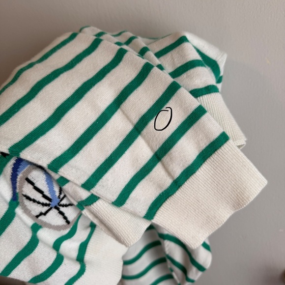 Talbots Button Front Cardigan Green and White Stripe Bicycle Women’s Size 2X - Picture 8 of 9